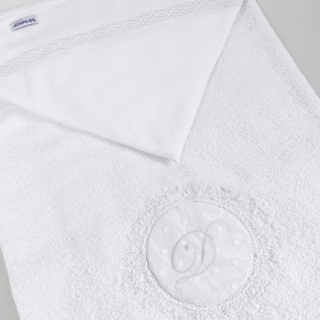 Duo Toalha de Banho para Bebê Felpuda e Fralda Personalizada Marseille Branco