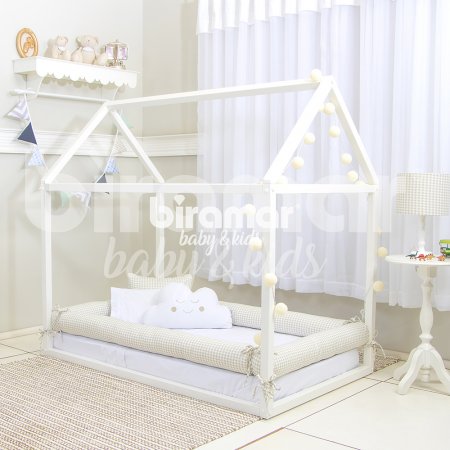 Kit Montessoriano Mini Cama Rolinho 4 Peças Windsor Bege (Colchão 1,50 x 0,70)