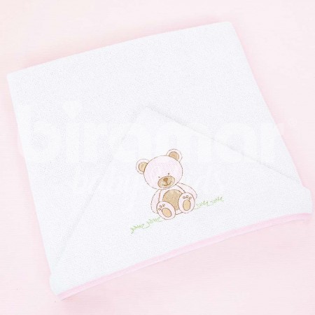 Toalha de Banho para Bebê Felpuda Revestida Lollipop Urso Árvore Chocolate Rosa