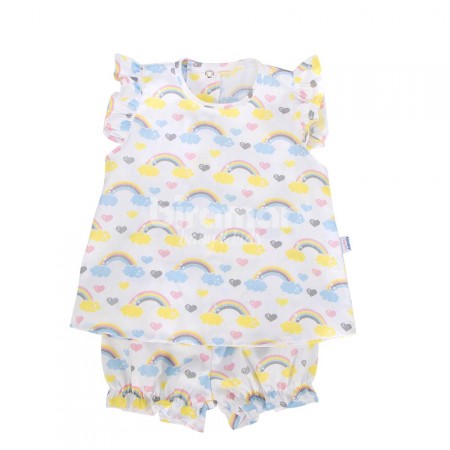 Conjunto Batinha Curto para Bebê 2 Peças P Rainbow Colorido