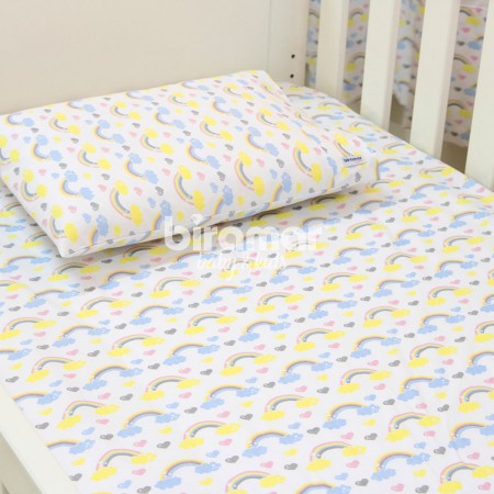 Lençol para Berço 2 Peças Estampado Rainbow Colorido - Lençol c/ Elástico e Fronha