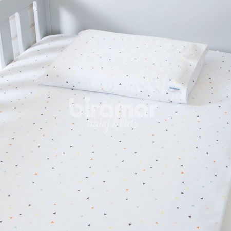 Lençol para Mini Cama 2 Peças Estampado New York Mini Triângulo Colorido - Lençol c/ Elástico e Fronha