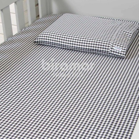 Lençol para Mini Cama 2 Peças Estampado Xadrez Preto - Lençol c/ Elástico e Fronha