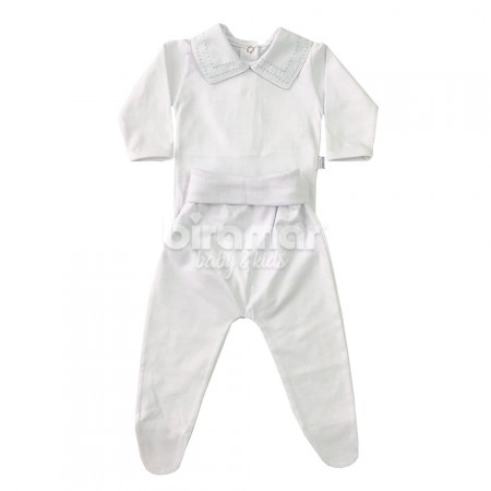 Conjunto Clássico 2 Peças para Bebê Gola Piquet Pontilhado Verde Mint - Tamanho Único
