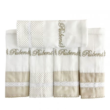 Conjunto 5 Fraldas para Bebê Cremer Personalizado La Vinci Bege