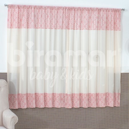 Cortina para Quarto de Bebê Percal Barrado Estampado Lollipop Olivia Rosa