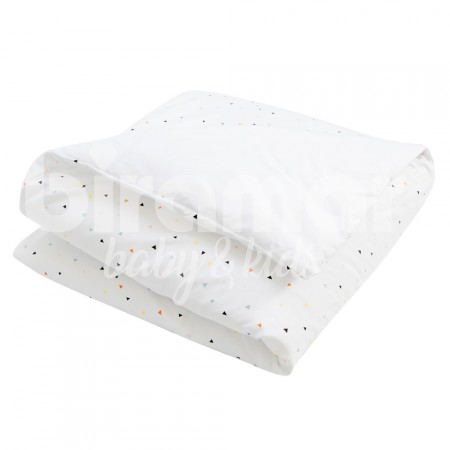 Edredom de Mini Cama e Montessoriano Estampa Dupla Face e Duvet New York Mini Triângulo Colorido