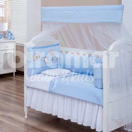 Kit Enxoval de Berço Lollipop II Animaizinhos Azul 9 peças com Mosquiteiro