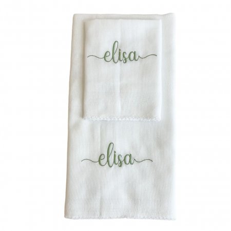 Fralda de Ombro Cremer para Bebê com Fralda Boca Personalizado Branco / Verde