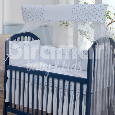 Kit Enxoval de Berço Lollipop II Balãozinho Azul 9 peças com Mosquiteiro