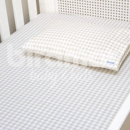 Lençol para Berço 2 Peças Estampado Windsor Bege - Lençol c/ Elástico e Fronha