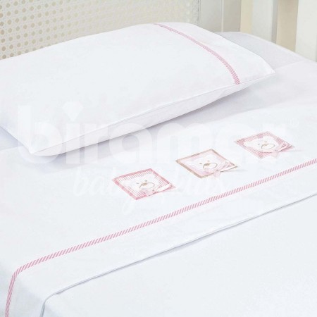 Jogo de Lençol para Berço 3 peças Premiere Rosa Percal 180 Fios
