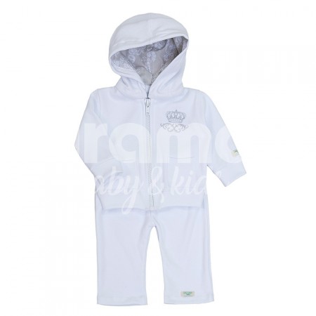 Moletom para Bebê Damask Branco - Tamanho Único - Moletom para Bebê Damask Branco 3 Peças - Tamanho Único