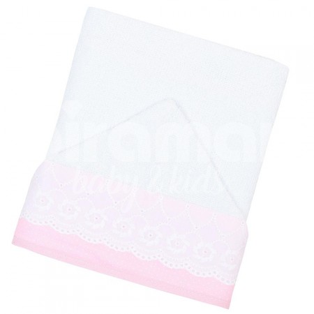 Toalha de Banho para Bebê Felpuda Revestida Lolli Milk Poá Rosa - Toalha Felpuda Revestida Lolli Milk Poá Rosa - 100% Algodão