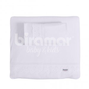 Colchonete para Carrinho de Bebê com Fronha Malha Cordão Branco