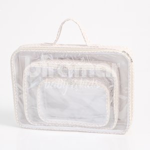 Kit Bolsa Organizadora Vinil 3 Peças Marrocos Nude