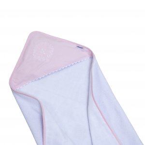 Toalha de Banho para Bebê Felpuda Revestida Bordada Viés Versailles Rosa