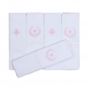 Conjunto 5 Fraldas para Bebê Cremer Luxo Bordado Versailles Rosa