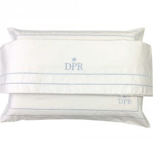 Lençol para Mini Cama 3 Peças Percal 300 fios Benício Personalizado Azul