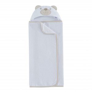 Toalha de Banho para Bebê Felpuda Revestida Fralda Bichinhos Urso Baby Bege
