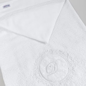 Duo Toalha de Banho para Bebê Felpuda e Fralda Personalizada Marseille Branco