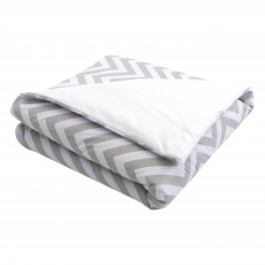 Edredom Duvet Solteiro com Zíper 2,20 X 1,43 - Chevron Cinza