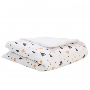 Edredom de Mini Cama Dupla Face e Duvet Estampa Fox Preto