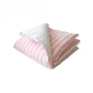 Edredom de Berço Estampa Dupla Face e Duvet Liz Listrado Rosa
