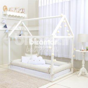 Kit Montessoriano Mini Cama Rolinho 4 Peças Windsor Bege (Colchão 1,50 x 0,70)