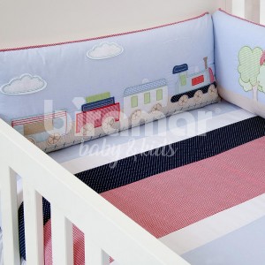 Kit Enxoval de Berço Train Vermelho 7 peças