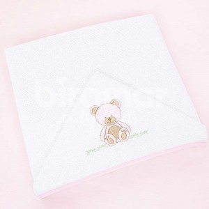 Toalha de Banho para Bebê Felpuda Revestida Lollipop Urso Árvore Chocolate Rosa