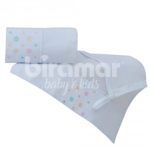 Paninho de Boca Cremer para Bebê 2 Peças com Porta Chupeta Polka Dots Rosa