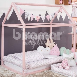 Kit Montessoriano Rolinho Solteiro 4 Peças Tiffany Floral Poá Rosa