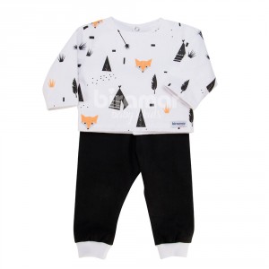 Conjunto Pagão 3 Peças Estampado Fox Preto - Tamanho Único