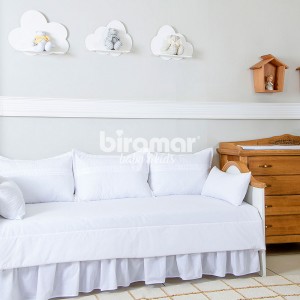 Kit Cama Babá 7 peças com Saia Lollipop II Algodão Doce Branco