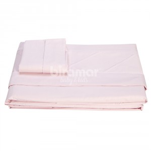 Jogo de Lençol Montessoriano Mini Cama 3 Peças Percal Rosa (Colchão 1,50x0,70x0,12)