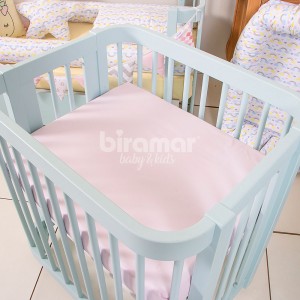 Lençol para Mini Berço 1 Peça c/ Elástico Percal Rosa