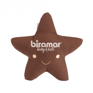 Almofada Estrela Bordada com Carinha Marrom