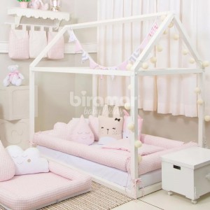 Kit Montessoriano Rolinho 4 Peças Windsor Rosa (Colchão 1,60 x 0,78)