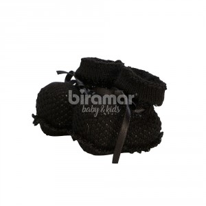 Sapatinho de Linha para Bebê Doce Suspiro Preto - Tamanho Único