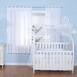 Kit Enxoval de Berço Antônio Azul 10 Peças com Mosquiteiro