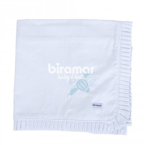Manta para Bebê Babado com Cordão Antônio Azul