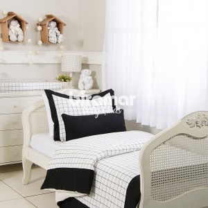 Kit Cama Solteiro 3 Peças Boston Preto (Colchão 1,88 x 0,88)