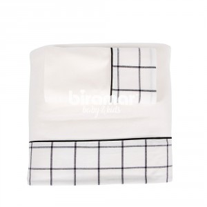 Lençol para Berço 3 Peças Malha Penteada Fio 30 Cordão Boston Preto