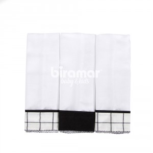 Conjunto 3 Fraldas para Bebê Cremer Luxo Barrado Boston Preto