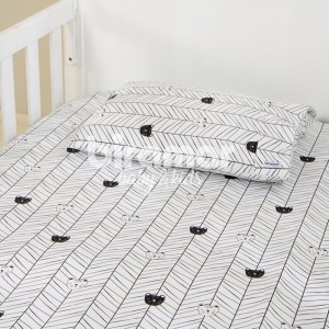 Lençol para Mini Cama 2 Peças Estampado Aisha Preto - Lençol c/ Elástico e Fronha