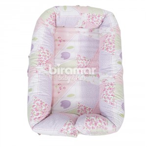 Bercinho Portátil Ninho para Bebê Sleep UM Master Patchwork Rosa