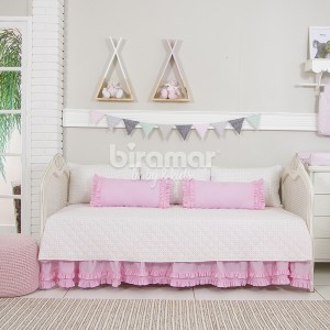 Sofá Cama 7 peças com Saia Lollipop II Amor Rosa
