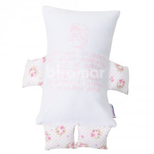 Almofada para Bebê Soninho Oração Anjo da Guarda Bracinho Floral Rosa