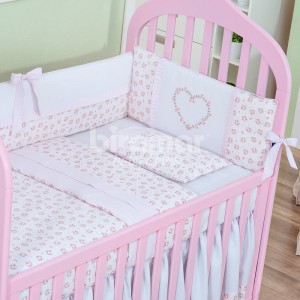 Kit Enxoval para Berço Tiffany Floral Rosa 9 Peças